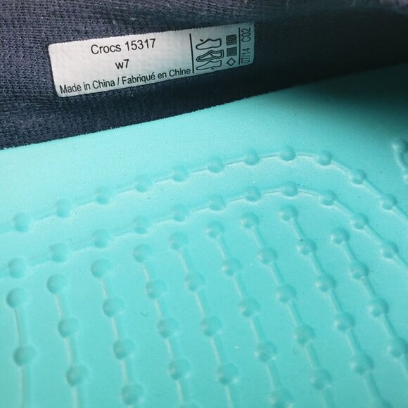 Crocs Skimmer Slip On Shoe Womens 7 Blue Comfort Stretch Sole Canvas Flat - Picture 9 of 10